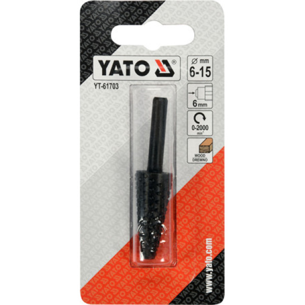 Фреза конусная по дереву 6-15 мм YATO, со шпинделем 6 мм YT-61703