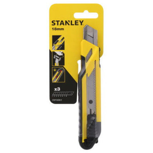 Ніж STANLEY "Comfort" з висувним сегментним лезом 18 мм із 2 запасними лезами STHT10266-0