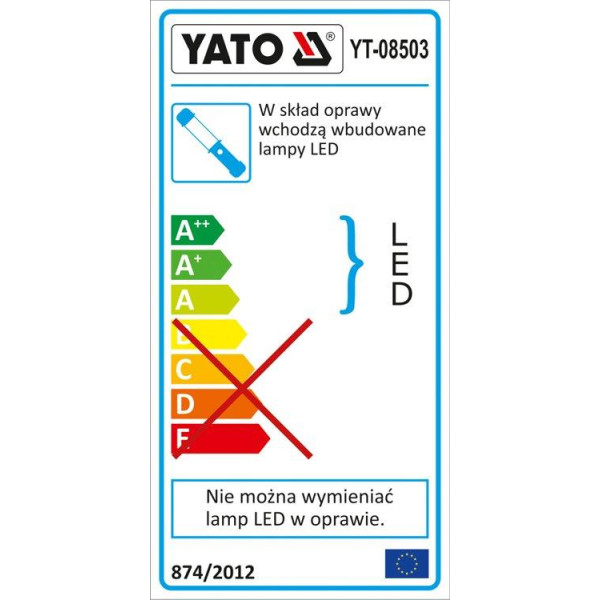 Лампа светодиодная аккумуляторная Li-Ion 7.4В 100 LED 600Лм YATO YT-08503