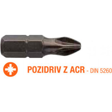 Насадка відверта хрестоподібна POZIDRIV ACR PZ1/ PZ2/PZ3 х 25м INDUSTRY USH, уп. 5 ШТ. UUSE0012860