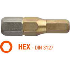 Насадка викрутки титанова шестигранна HEX 2.5 - 5х25мм Torsion ISOTIN USH, уп.10 шт. UUSG0212070