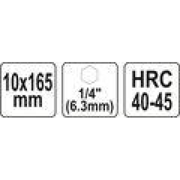 Свердло для дерева з 4 різальними крайками YATO HEX 1/4" 10х165мм YT-44680
