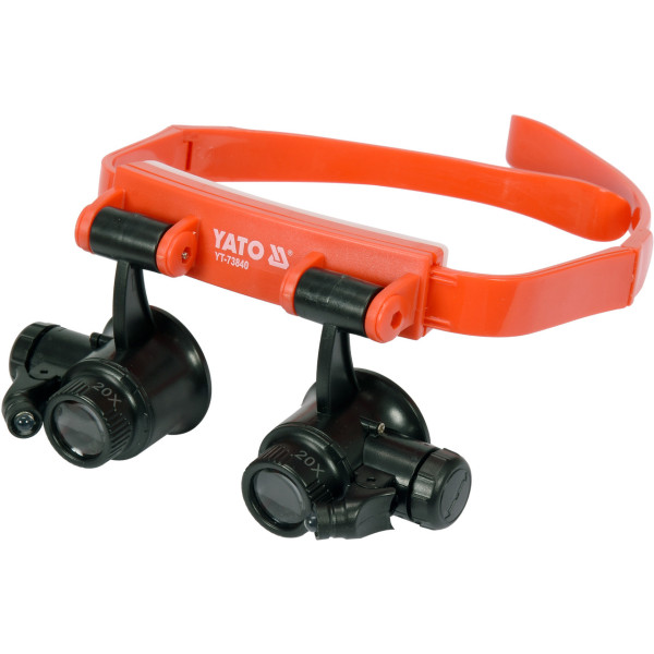 Лупи на голову з підсвіткою YATO 2 LED, 4 пари з кратністю: х10, х15, х20, х25 YT-73840
