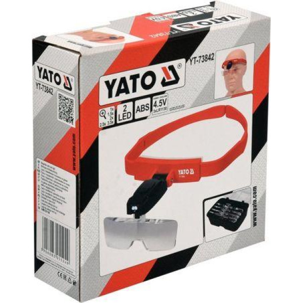 Лінза на голову з підсвічуванням YATO 2 LED 5 шт. з кратністю: 1х, 1.5 х, 2х, 2.5 х, 3.5 х YT-73842