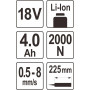 Пістолет для клею і герметика акумуляторний YATO Li-Ion 18В, 4Ачас, для туби 225-240мм, 0.5-8мм/с YT-82888