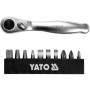 Набір викруткових насадок 1/4" PH SL SQ коротких з тріскачкою YATO, 11 од. YT-14390