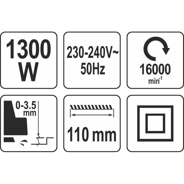 Електрорубанок YATO 1300 Вт платформа 110 мм глуб.строг.0-3.5 мм YT-82144