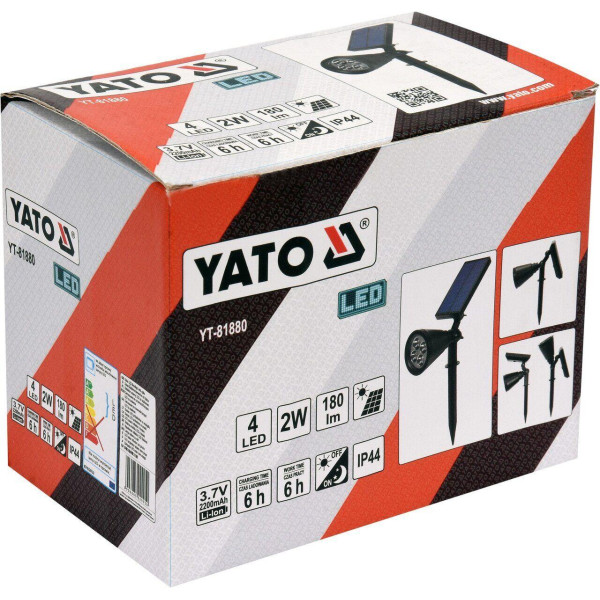 Светильник садовый 180лм на солнечной батарее YATO YT-81880
