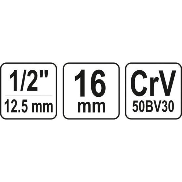 Головка торцевая 6-гранная свечная YATO 1/2" М16 YT-12531