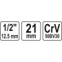 Головка торцевая 6-гранная свечная YATO 1/2" М21 YT-12541