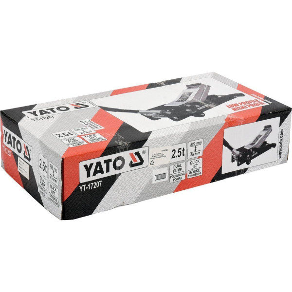 Домкрат гидравлический подкатной низкопрофильный YATO 2.5т  85-520мм   YT-17207 YT-17207