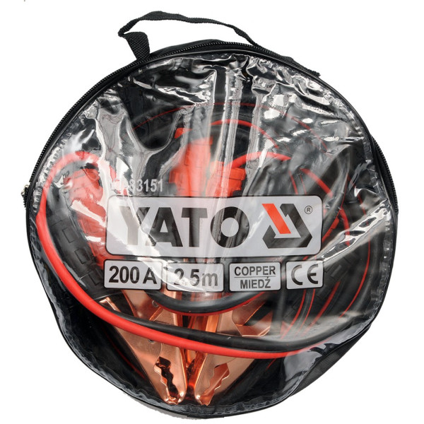 Кабели пусковые до аккумулятора 200А 2.5м YATO 2 шт. YT-83151