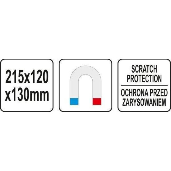 Полку магнітна YATO з 2 великими і 5 малими отворами 215 x 120 x 130 мм YT-08681