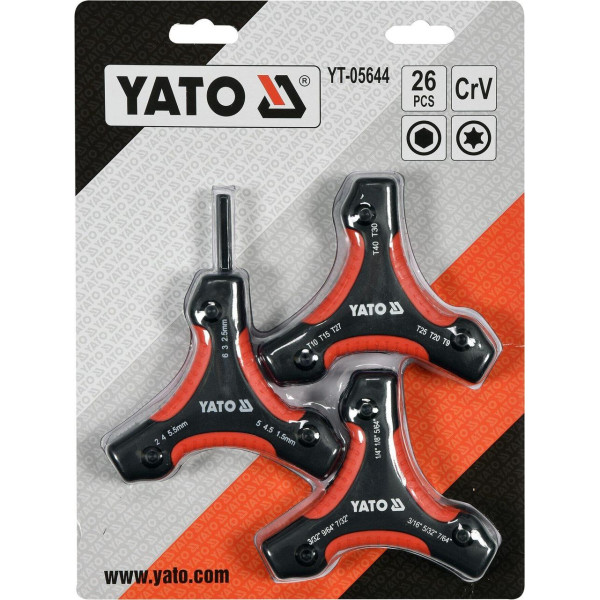 Набір ключів шестигранних HEX H1.5-H6 TORX T9-T40 YATO 26 шт. YT-05644