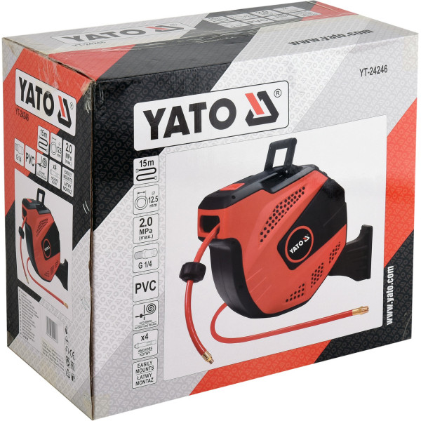 Шланг пневматический 12.5мм на катушке YATO 15м YT-24246