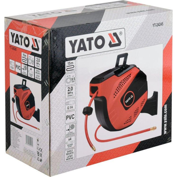 Шланг пневматический 9.5мм на катушке YATO 15м YT-24245