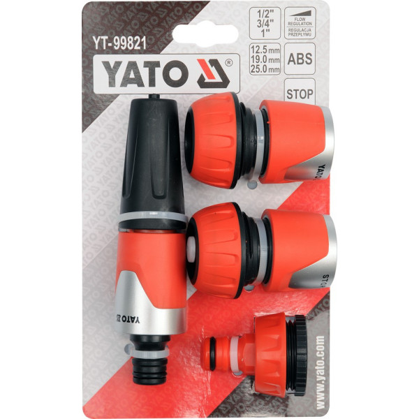 Ороситель прямой с набором соединений 1/2" 3/4" 1" YATO 4 предм. YT-99821