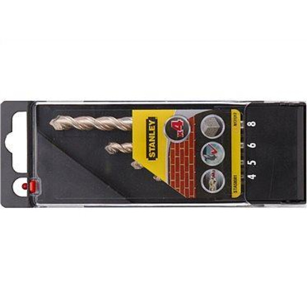 Набор сверл 4-8мм универсальных STANLEY Basic бетон/камень/кирпич/плитка 4шт. STA58081-QZ