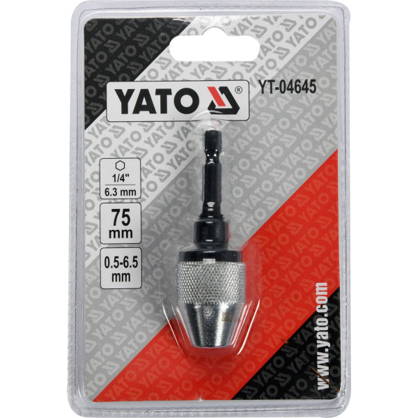 Патрон швидкозатискний HEX1/4" 0.5-6.5мм 75 мм YATO YT-04645