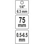 Патрон швидкозатискний HEX1/4" 0.5-6.5мм 75 мм YATO YT-04645