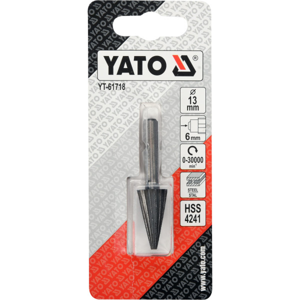 Фреза конусная 13х25/55мм по металлу YATO хвостовик 6мм YT-61718