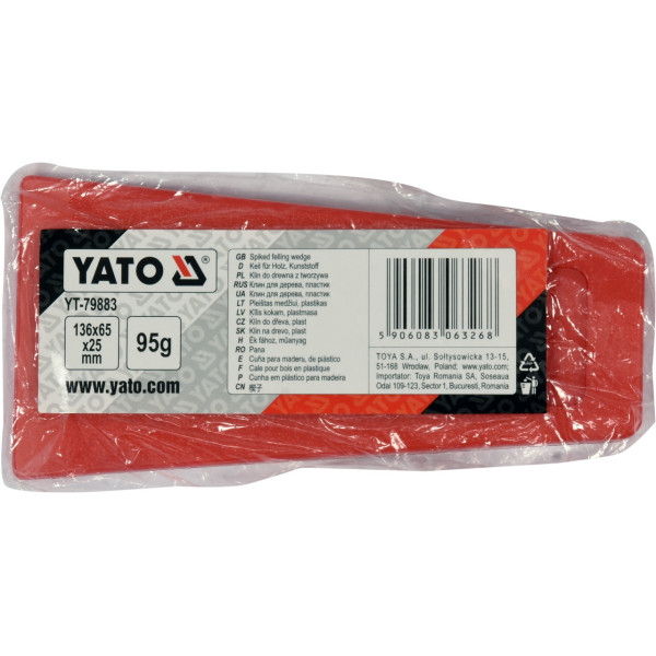 Клин для раскола древесины пластиковый YATO 136х65х25мм  95г YT-79883