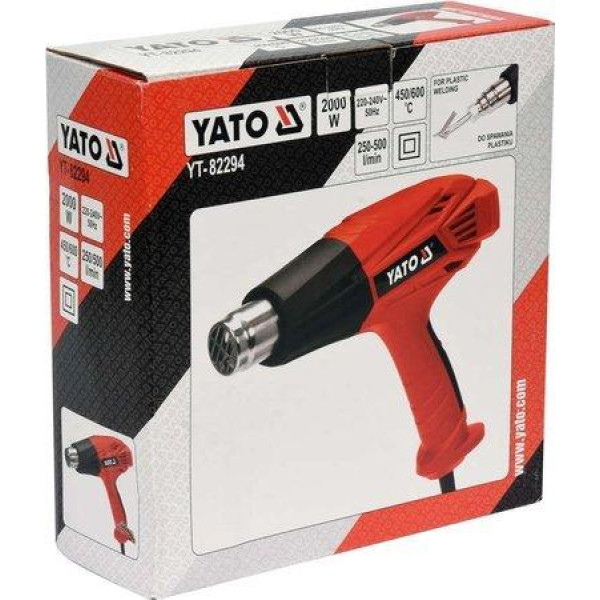 Фен технічний мережевий YATO 2 кВт 450 °C/600 °C з насадками YT-82294