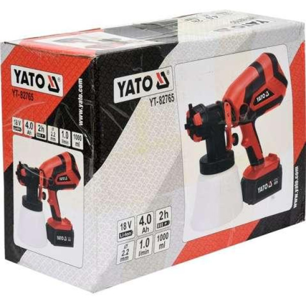 Фарборозпилювач акумуляторний YATO Li-Ion 18 В 4 А·год бачок 1 л YT-82765
