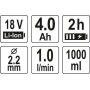 Фарборозпилювач акумуляторний YATO Li-Ion 18 В 4 А·год бачок 1 л YT-82765
