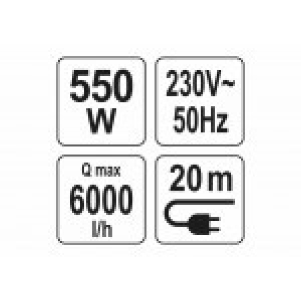 Насос для чистої води глибинний 50 м/80 м YATO 550 Вт 6000 л/год YT-85301
