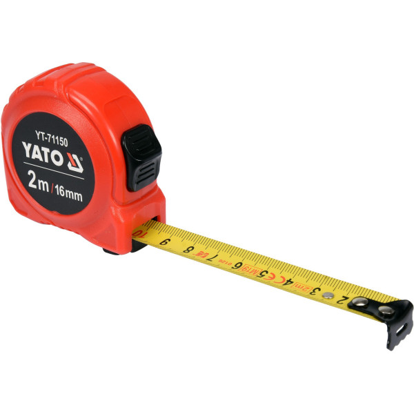 Рулетка стальная 2м х 16мм YATO нейлон  двойная блокировка YT-71150