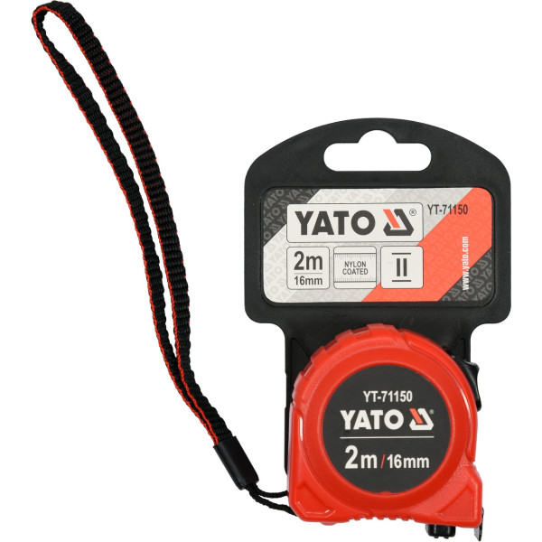 Рулетка стальная 2м х 16мм YATO нейлон  двойная блокировка YT-71150