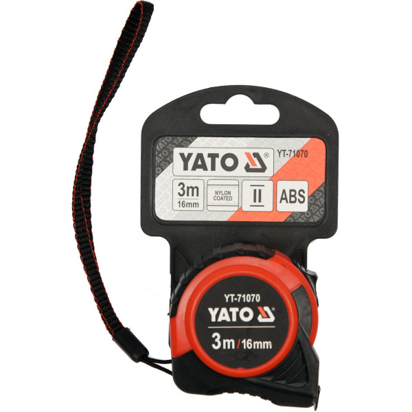 Рулетка стальная 3м x 16мм YATO нейлон YT-71070