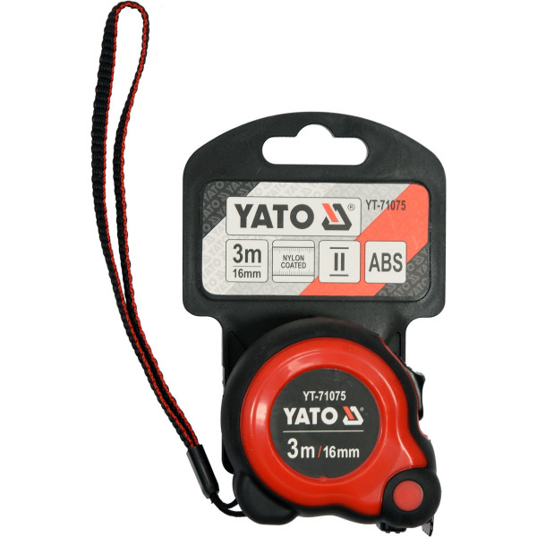 Рулетка стальная 3м х16мм YATO нейлон двойная блокировка YT-71075