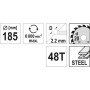 Диск пильный по металлу 185x2.2x20мм 48 зубьев YATO YT-60625