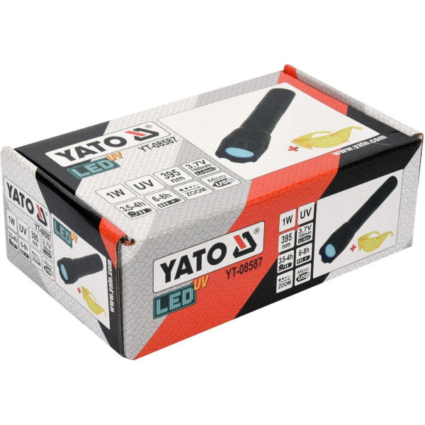 Ліхтар ультрафіолетовий акумуляторний із захисними окулярами YATO Li-Ion 1 Вт USB YT-08587