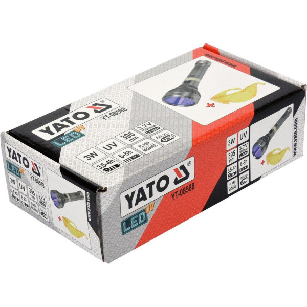 Ліхтар ультрафіолетовий з окулярами для перевірки банкнот YATO Li-Ion 3 Вт USB YT-08588