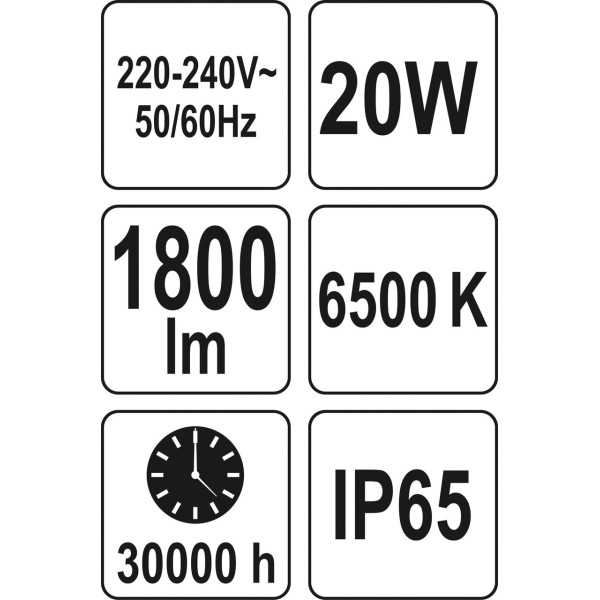 Прожектор с SMD-диодным излучателем YATO 20Вт 230В 1800лм 28диодов YT-81823