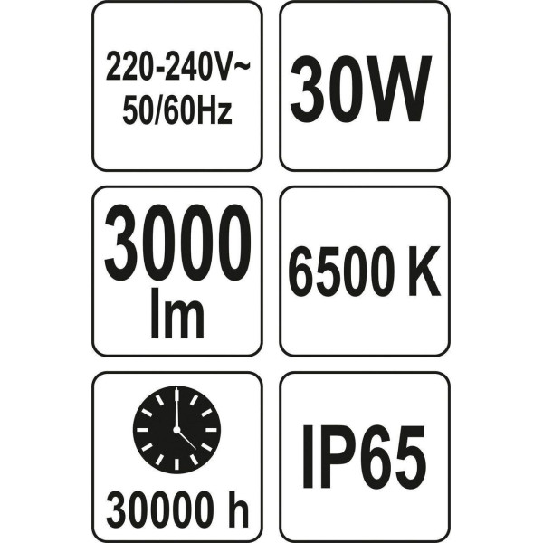 Прожектор с SMD-диодным излучателем YATO 30Вт  230В  3000лм  42 диода YT-81824