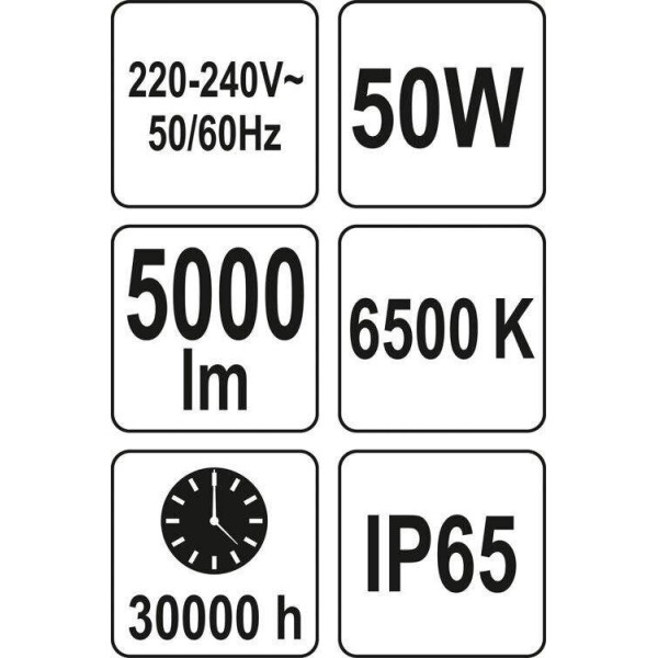 Прожектор с SMD-диодным излучателем YATO 50Вт 230В  5000лм 70диодов YT-81825