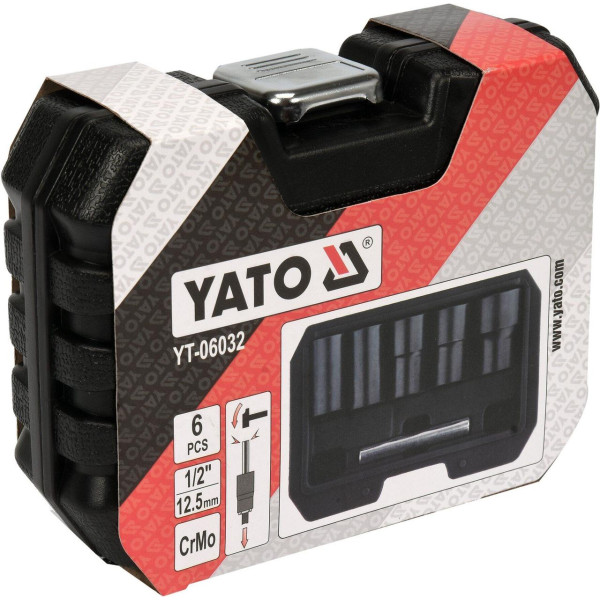 Набір екстракторів для зламаних гвинтів 1/2" 17-27мм YATO 6шт. YT-06032