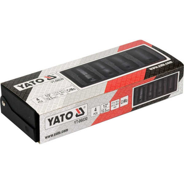 Набір ударних торцевих головок для демонтажу кріпильних болтів YATO 4шт. YT-06030