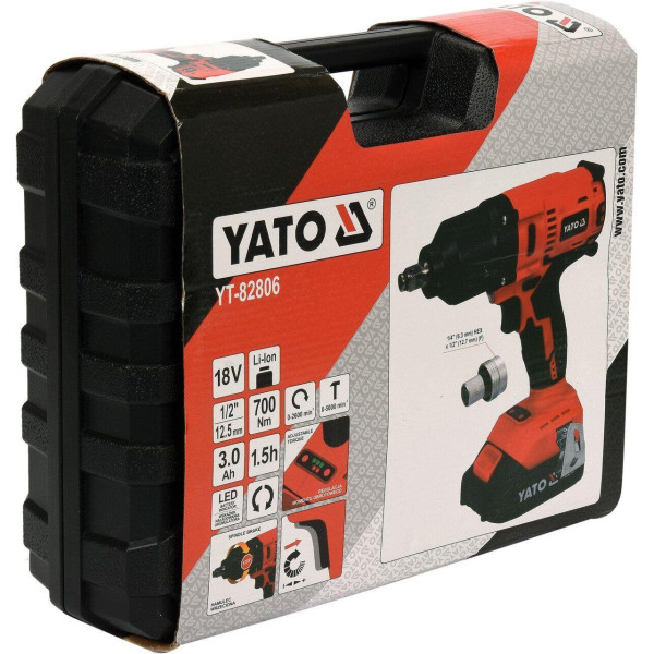 Гайковерт ударний акумуляторний безщітковий YATO 1/2" 700 Нм YT-82806
