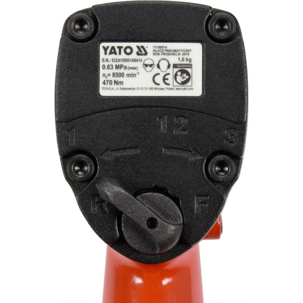 Пневматический ударный гайковерт YATO квадрат 1/2" 470Нм YT-09514
