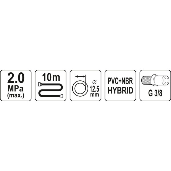 Шланг пневматический гибридный 12.5мм 3/8" резьбовое соединение YATO 10м / 20м / 30м YT-24236
