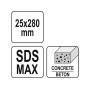 Зубило плоское для перфоратора SDS-Max YATO 25х280мм YT-47341