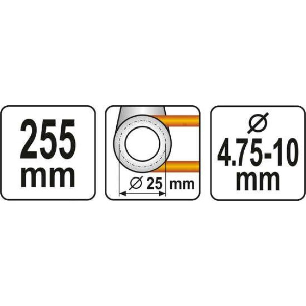Інструмент для згинання металевих прутків 4,75-10мм YATO 255мм YT-08144