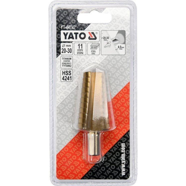 Свердло ступеневе для металу з титановим покриттям YATO 20-30 мм 75/54мм YT-44747