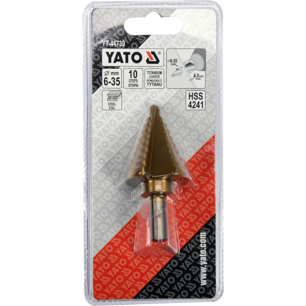 Свердло ступеневе для металу з титановим покриттям YATO 6-35 мм 75/45 мм YT-44739