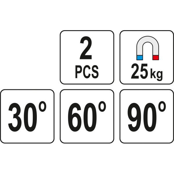 Уголки магнитные  30° 60° 90°. для сварки YATO 2 шт сила удержания 25кг YT-08722
